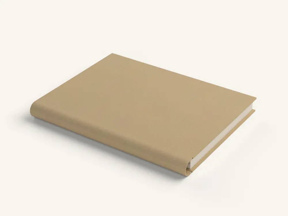 A Lifebound book, A5, bound in linen, lying closed.